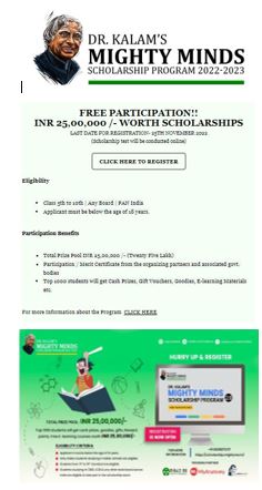 DR. KALAMS MIGHTY MINDS SCHOLARSHIPS PROGRAM YEAR 2022-23